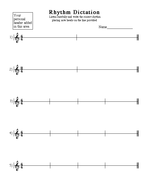 Ear Training Music Education Worksheets